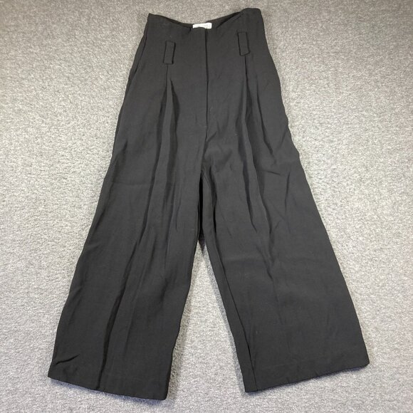 & Other Stories Wide Leg Trousers Pants Women 4 Black Pleated High Waisted Retro - Picture 1 of 11